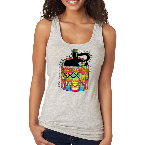 XtraFly Apparel Women&#39;s My Favorite Drink Drinking Drunk Brewery Brewing Beer Whiskey Moonshine Food Wine Festival Picnic Camping Racerback