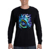 XtraFly Apparel Men&#39;s Cosmic Shark Great White Cosmo Space Galaxy Moon Earth Mars Alien UFO Fish Fishing Swimming Ocean Long Sleeve T-Shirt