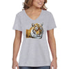 XtraFly Apparel Women&#39;s Tiger Head Portrait Wild Animal Wildlife Zoo Safari Lion Jungle Africa African Cat V-neck T-shirt