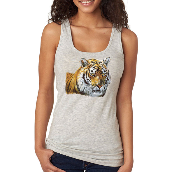 XtraFly Apparel Women&#39;s Tiger Head Portrait Wild Animal Wildlife Zoo Safari Lion Jungle Africa African Cat Racerback