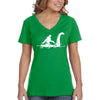 XtraFly Apparel Women&#39;s Loch Ness Monster Bigfoot Sasquatch Yeti Mythical Creature Legend Legendary Nessie Dinosaur Lockness V-neck T-shirt