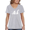 XtraFly Apparel Women&#39;s Loch Ness Monster Bigfoot Sasquatch Yeti Mythical Creature Legend Legendary Nessie Dinosaur Lockness V-neck T-shirt