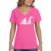 XtraFly Apparel Women&#39;s Loch Ness Monster Bigfoot Sasquatch Yeti Mythical Creature Legend Legendary Nessie Dinosaur Lockness V-neck T-shirt