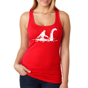 XtraFly Apparel Women&#39;s Loch Ness Monster Bigfoot Sasquatch Yeti Mythical Creature Legend Legendary Nessie Dinosaur Lockness Myth Racerback