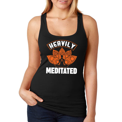 XtraFly Apparel Women&#39;s Heavily Meditated Om Aum Lotus Flower Yoga Buddha Mediation Mindfulness Namaste Zen Breathe Soul Nirvana Racerback