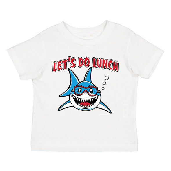XtraFly Apparel Youth Toddler Let&#39;s Do Lunch Shark Kids Birthday Gift Baby Soft Fun Daughter Son Boy Girl Children Clothing Crewneck T-Shirt