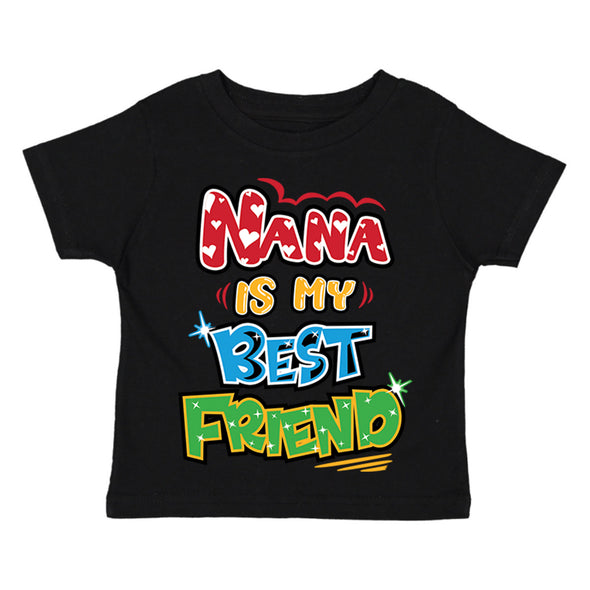 XtraFly Apparel Youth Toddler Nana Is My Best Friend Grandma Grandmother Kids Birthday Baby Soft Fun Daughter Son Boy Girl Crewneck T-Shirt