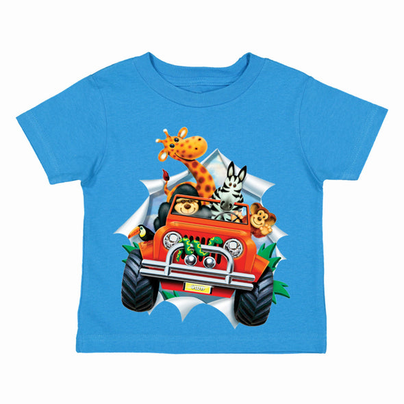 XtraFly Apparel Youth Toddler 4WD Animal Breakout Zoo Kids Birthday Gift Baby Soft Fun Daughter Son Boy Girl Child Clothes Crewneck T-Shirt