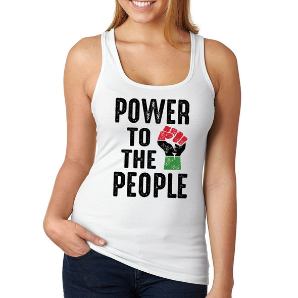 XtraFly Apparel Women&#39;s Power To The People Black Is Beautiful Lives Matter BLM African American Pride Africa Heritage Afro Rasta Racerback