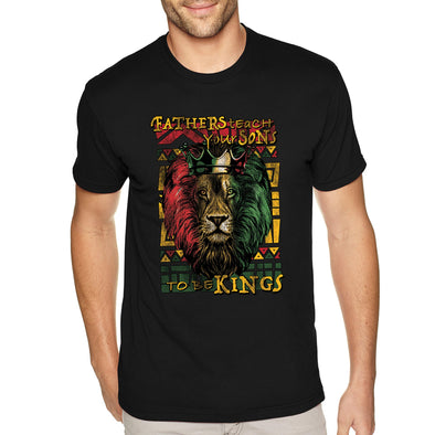 XtraFly Apparel Men&#39;s Tee Fathers Teach Sons Kings Lion Black Lives Matter BLM African Pride Afro Rasta Rastafari Tiger Crewneck T-shirt