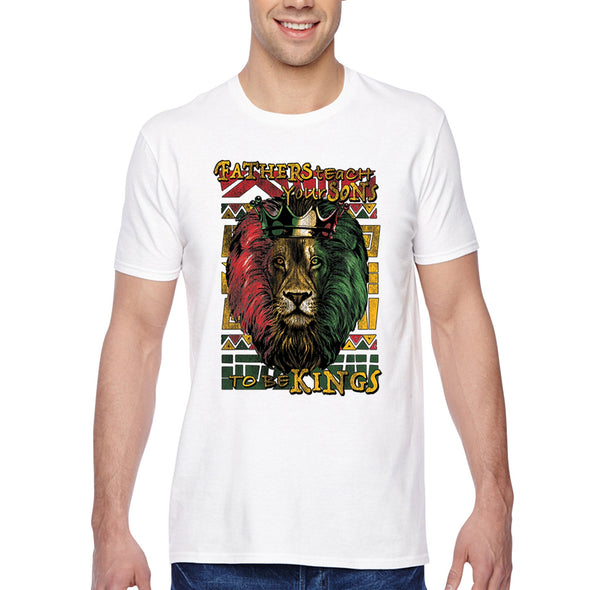 XtraFly Apparel Men&#39;s Tee Fathers Teach Sons Kings Lion Black Lives Matter BLM African Pride Afro Rasta Rastafari Tiger Crewneck T-shirt