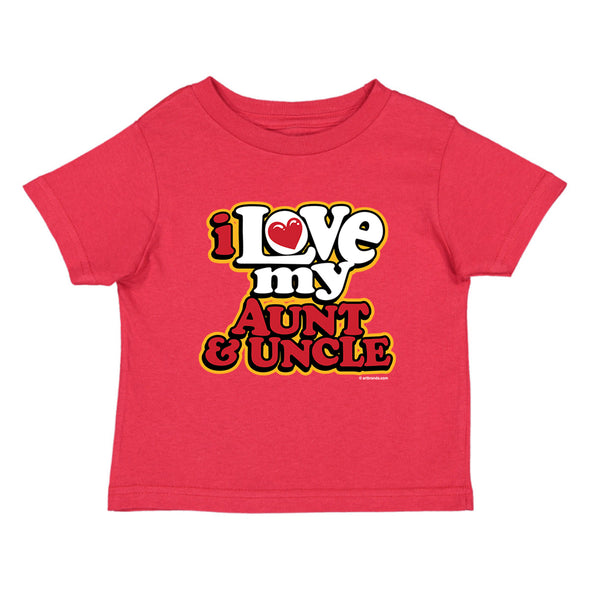 XtraFly Apparel Youth Toddler Love My Aunt & Uncle Auntie Niece Nephew Kids Birthday Gift Baby Soft Fun Daughter Son Child Crewneck T-Shirt