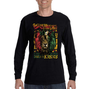 XtraFly Apparel Men&#39;s Fathers Teach Sons Kings Lion Black Lives Matter BLM African American Pride Rasta Rastafari Tiger Long Sleeve T-Shirt