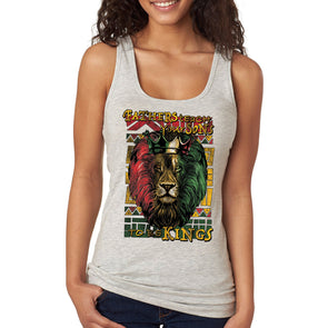 XtraFly Apparel Women&#39;s Fathers Teach Sons Kings Lion Black Lives Matter BLM African American Africa Pride Rasta Rastafari Tiger Racerback