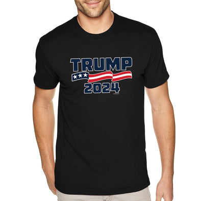 XtraFly Apparel Men&#39;s Tee Trump 2024 Donald Presidential Election Political President USA American Flag Voting Politics Crewneck T-shirt