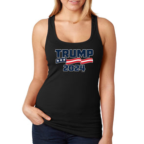 XtraFly Apparel Women&#39;s Trump 2024 Donald Presidential Election Political President USA American Flag Vote Voting America Politics Racerback