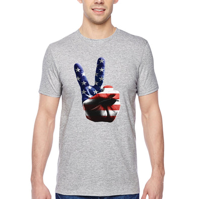 XtraFly Apparel Men&#39;s Tee American Peace Hand America USA Pride 2nd Amendment Gun Trump Military Veteran 4th July Fourth Crewneck T-shirt