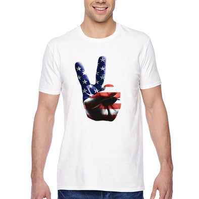 XtraFly Apparel Men&#39;s Tee American Peace Hand America USA Pride 2nd Amendment Gun Trump Military Veteran 4th July Fourth Crewneck T-shirt