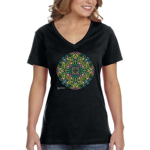 XtraFly Apparel Women&#39;s Celtic Pot Leaves Knot Mandala Weed 420 Marijuana Kush Dope High Stoner Joint Smoke Blunt Bong Bud MJ V-neck T-shirt