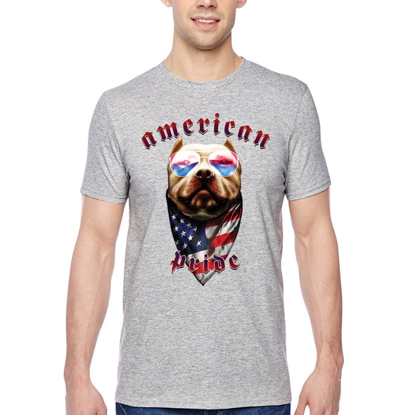 XtraFly Apparel Men&#39;s Tee American Pride Dog Pitbull Gangster America USA 2nd Amendment Gun Trump Military 4th July Fourth Crewneck T-shirt