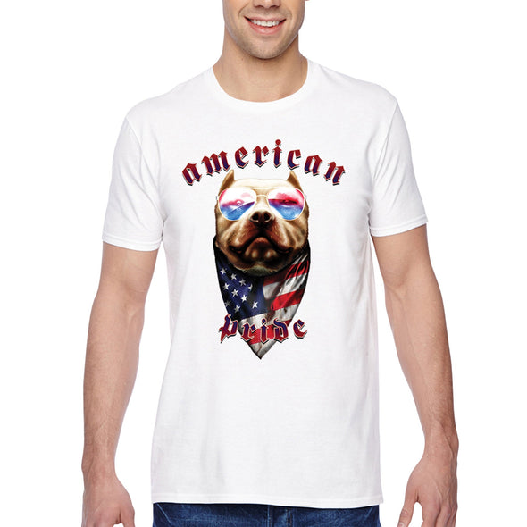 XtraFly Apparel Men&#39;s Tee American Pride Dog Pitbull Gangster America USA 2nd Amendment Gun Trump Military 4th July Fourth Crewneck T-shirt