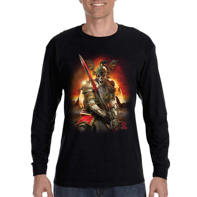 XtraFly Apparel Men&#39;s Apocalypse Grim Reaper Undead Underworld Devil Skeleton Gothic Warrior Fantasy Demon Slayer Dragon Long Sleeve T-Shirt