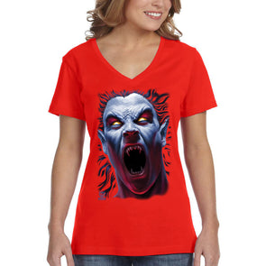 XtraFly Apparel Women&#39;s Demon Awakening Devil Undead Monster Gothic Fantasy Hades Underworld Horror Clown Orc Ork Mythical V-neck T-shirt