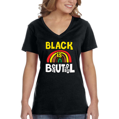 XtraFly Apparel Women&#39;s Black Is Beautiful BLM Lives Matter Africa African American Pride Girl Magic Afro Queen V-neck T-shirt