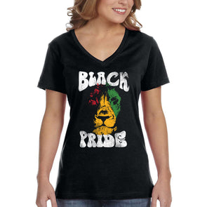 XtraFly Apparel Women&#39;s Black Pride Lion African Rasta Rastafari Wild Animal Safari Jamaican BLM Lives Matter Tiger Jungle V-neck T-shirt