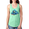 XtraFly Apparel Women&#39;s Ocean Selfie Mural Turtle Orca Whale Dolphin Stingray Beluga Great White Shark Sea Swim Fish Fishing Beach Racerback