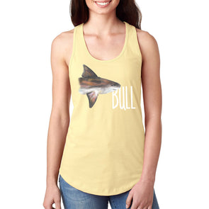 XtraFly Apparel Women&#39;s Bull Shark Great White Hammer Head Mako Tiger Fish Fishing Ocean Sea Swim Swimming Fisherman Diving Beach Racerback