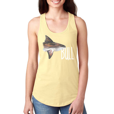 XtraFly Apparel Women&#39;s Bull Shark Great White Hammer Head Mako Tiger Fish Fishing Ocean Sea Swim Swimming Fisherman Diving Beach Racerback