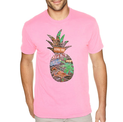XtraFly Apparel Men&#39;s Tee Beach Pineapple Tropical Vacation Tiki Flamingo Palm Tree Hawaii Hawaiian Summer Surf Surfing Sea Crewneck T-shirt