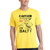 XtraFly Apparel Men&#39;s Tee Caution I&#39;m Salty Great White Shark Jaws Danger Beach Fish Fishing Diving Boating Swim Saltwater Crewneck T-shirt