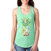 XtraFly Apparel Women&#39;s Patterned Pineapple Beach Vacation Summer Tropical Fruit Hawaii Hawaiian Mango Coconut Pina Colada Ocean Racerback