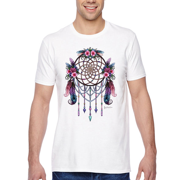 XtraFly Apparel Men&#39;s Tee Dreamcatcher Flowers Native American Tribal Spirit Ojibwe Chippewa Cherokee Indian Spiritual Crewneck T-shirt