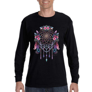 XtraFly Apparel Men&#39;s Dreamcatcher Flowers Native American Tribal Spirit Ojibwe Chippewa Cherokee Indian Tribe Spiritual Long Sleeve T-Shirt