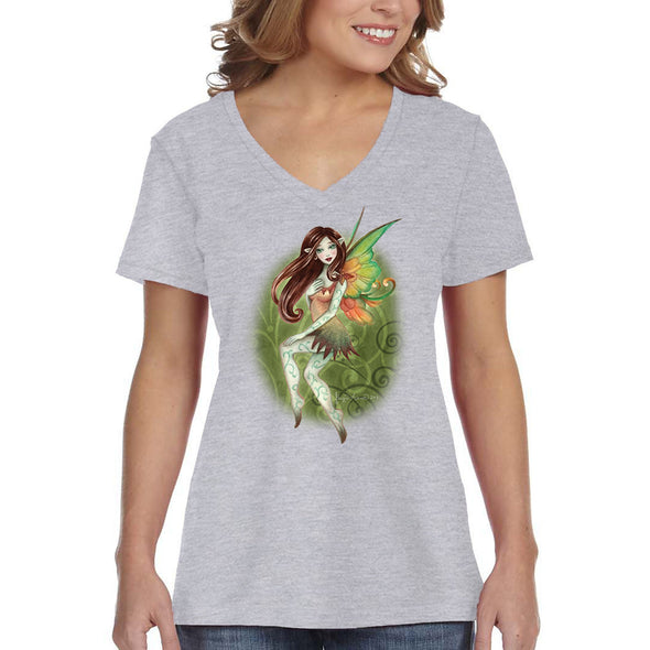 XtraFly Apparel Women&#39;s Fairy Sprite Tetra Fantasy Pixie Magical Spirit Legendary Creature Mythology Folklore Mythical Elf V-neck T-shirt