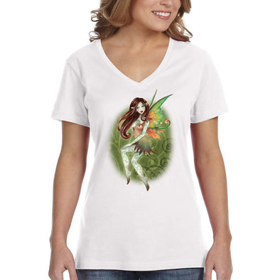 XtraFly Apparel Women&#39;s Fairy Sprite Tetra Fantasy Pixie Magical Spirit Legendary Creature Mythology Folklore Mythical Elf V-neck T-shirt