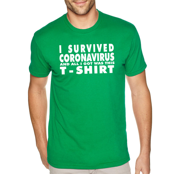 XtraFly Apparel Men&#39;s Tee I Survived Social Distance Distancing Quarantine Survivor Vaccine Vaccinated Father&#39;s Day Gift Crewneck T-shirt