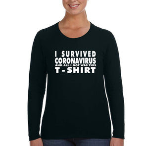 XtraFly Apparel Women&#39;s I Survived Social Distance Distancing Quarantine Vaccine Front Line Father&#39;s Day Gift Mother Long Sleeve T-Shirt