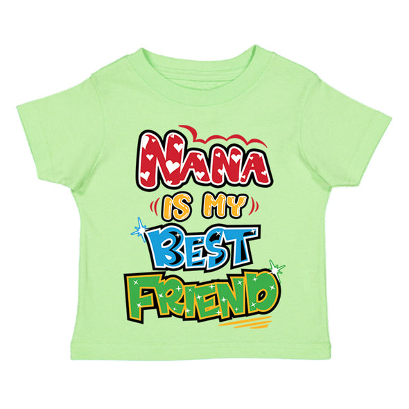 XtraFly Apparel Youth Toddler Nana Is My Best Friend Grandma Grandmother Kids Birthday Baby Soft Fun Daughter Son Boy Girl Crewneck T-Shirt