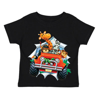 XtraFly Apparel Youth Toddler 4WD Animal Breakout Zoo Kids Birthday Gift Baby Soft Fun Daughter Son Boy Girl Child Clothes Crewneck T-Shirt