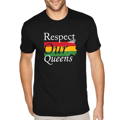 XtraFly Apparel Men&#39;s Tee Respect Our Queens Black Is Beautiful Lives Matter BLM African American Pride Heritage Afro Rasta Crewneck T-shirt