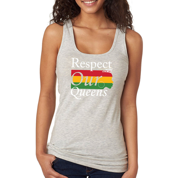 XtraFly Apparel Women&#39;s Respect Our Queens Black Is Beautiful Lives Matter BLM African American Pride Africa Heritage Afro Rasta Racerback