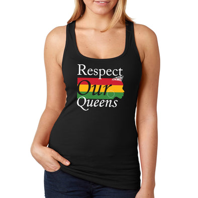 XtraFly Apparel Women&#39;s Respect Our Queens Black Is Beautiful Lives Matter BLM African American Pride Africa Heritage Afro Rasta Racerback