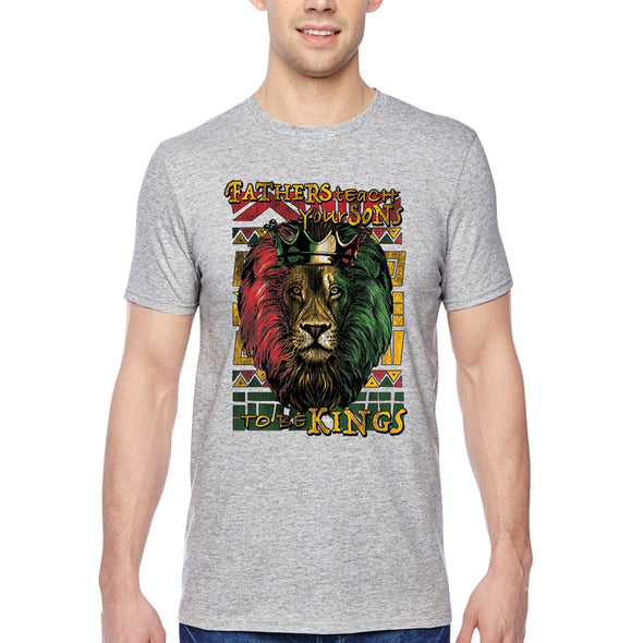 XtraFly Apparel Men&#39;s Tee Fathers Teach Sons Kings Lion Black Lives Matter BLM African Pride Afro Rasta Rastafari Tiger Crewneck T-shirt