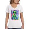 XtraFly Apparel Women&#39;s Alien Space Peace Sign Galaxy Cosmic E.T. Earth Astronaut UFO Rocket Explosion Neon Tie Dye Mars Moon V-neck T-shirt