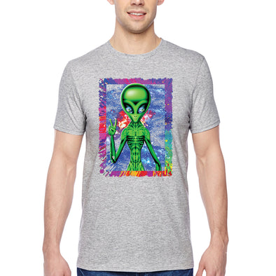 XtraFly Apparel Men&#39;s Tee Alien Space Peace Sign Galaxy Cosmic E.T. Earth Astronaut UFO Rocket Explosion Neon Tie Dye Moon Crewneck T-shirt