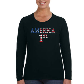 XtraFly Apparel Women&#39;s America First Patriot USA Pride American Flag 2nd Amendment Gun Trump Military 4th July Fourth Long Sleeve T-Shirt
